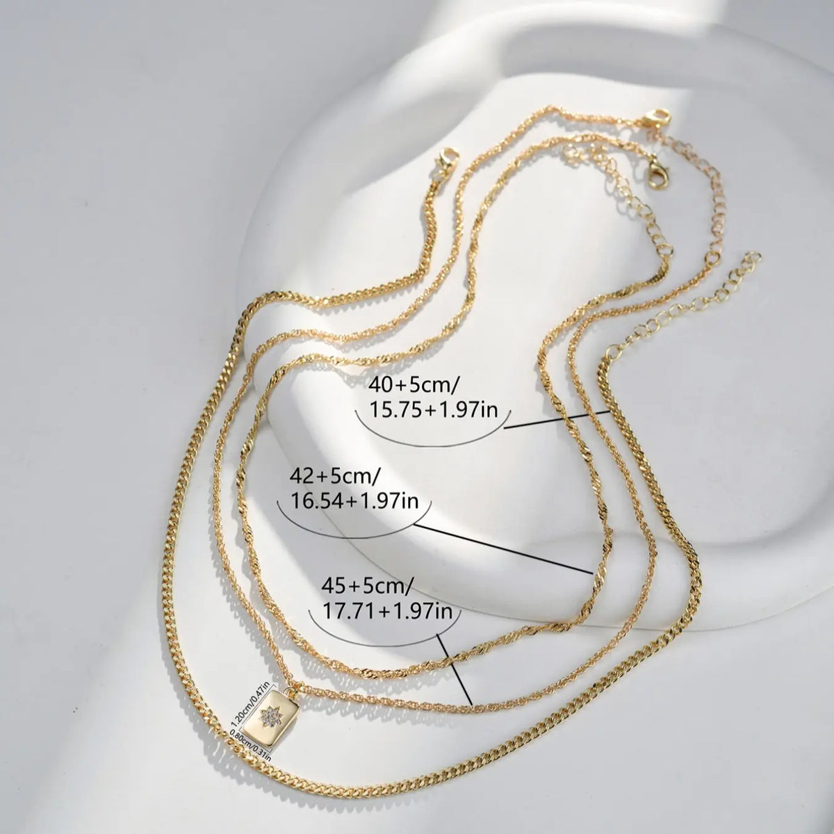 Elegant Women's Pendant Necklace Set, Simple Layered Style Long Rectangle Pendants, Versatile Daily Wear Jewelry Gift Accessory, Stackable Necklace