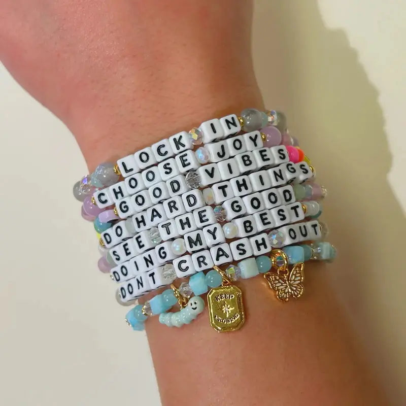 Little Words Project Don't Crash Out Kindness Cycle Beaded Bracelet - Unisex Adults' Jewelry Accessories, Gifts for Women, Daily Wear Accessory