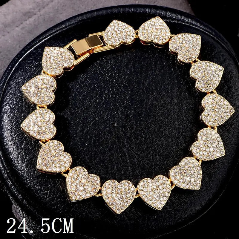 Women's Synthetic Chunky Cuban Chain Link Anklet - Iced Out Rhinestone Gems Anklet, Trendy Jewelry, Luxury Beach Barefoot Costume Accessory, Jewelry for Women