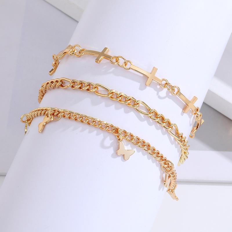 Female Gold-Layered Anklets - Boho Chevron Pattern, Hamsa Hand, Elephant Foot, Geometric, Love Letter Bead Animal Layering Foot Chains for Summer Gifting (Sports & Outdoor Camping & Hiking Hammocks Accessory)