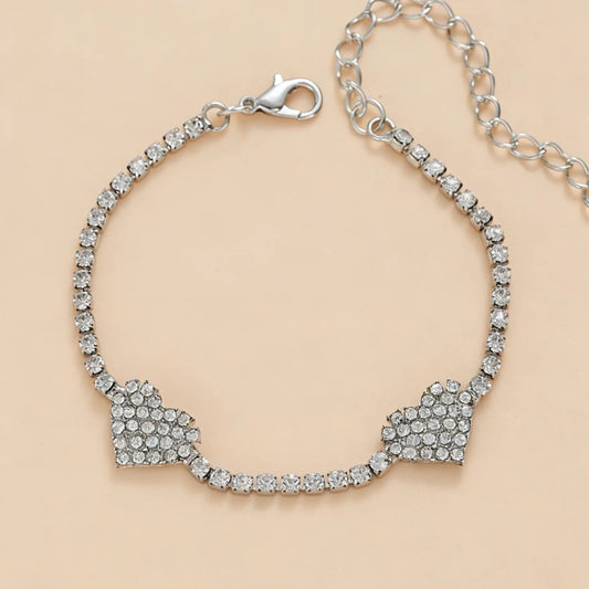 1pc Multi-Heart Rhinestone Anklet, Sparkling Foot Jewelry Suitable For Beach, Vacation, And Daily Wear, Trendy Jewelry Accessories