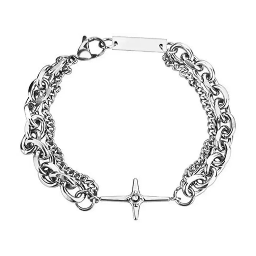 Rhinestone Decor Cross Chain Bracelet, Fashionable Jewelry for Party, Daily Clothing Decor, Trendy All-match & Exquisite Jewelry for Birthday Gift
