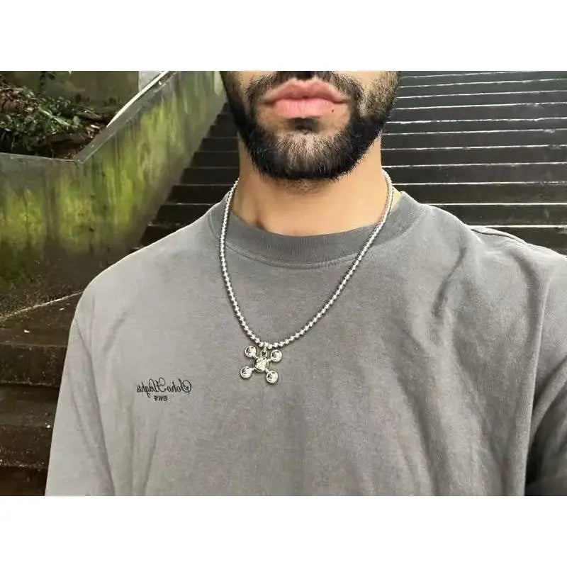 Unisex Homer Ball-Leg Necklace - Minimalist Casual Style Beaded Chains, Small Steel Beads, Robust Bars, Daily Versatile Chain, Fade-Resistant Shine, Necklaces for Women, Men's Fashion Accessory, Ideal for Spring Glow-Up, Summer Camping