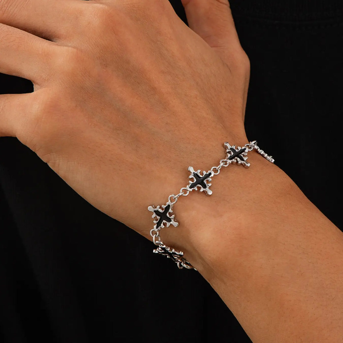 Hiphop Trendy Drip Cross Adjustable Link Bracelet, Criss Cross Design, Fashion Punk Unisex Casual Versatile Party Jewelry, Men Women Simple Style Accessory, Trendy Jewellery Accessories, Bracelets Jewelry, Fashionable Bracelet