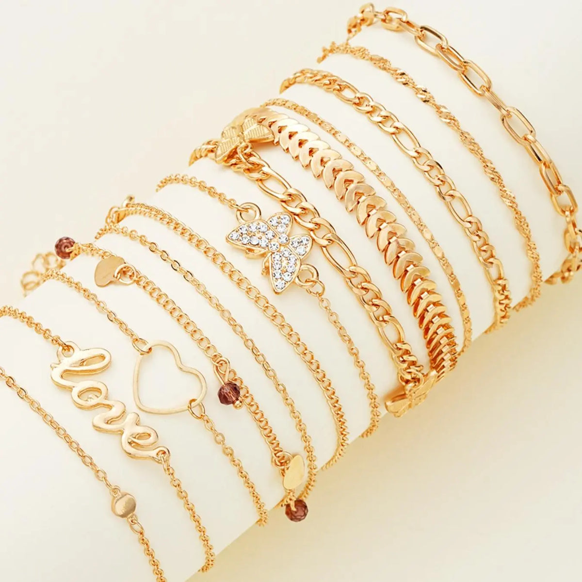 Women's Elegant Butterfly & Heart & Letter Design Adjustable Anklet, Fashion Rhinestones Decor Jewelry for Party, Daily Decor, Trendy All-match, Elegant Fashion Accessories & Exquisite Jewelry for Gift, Elegant Accessory