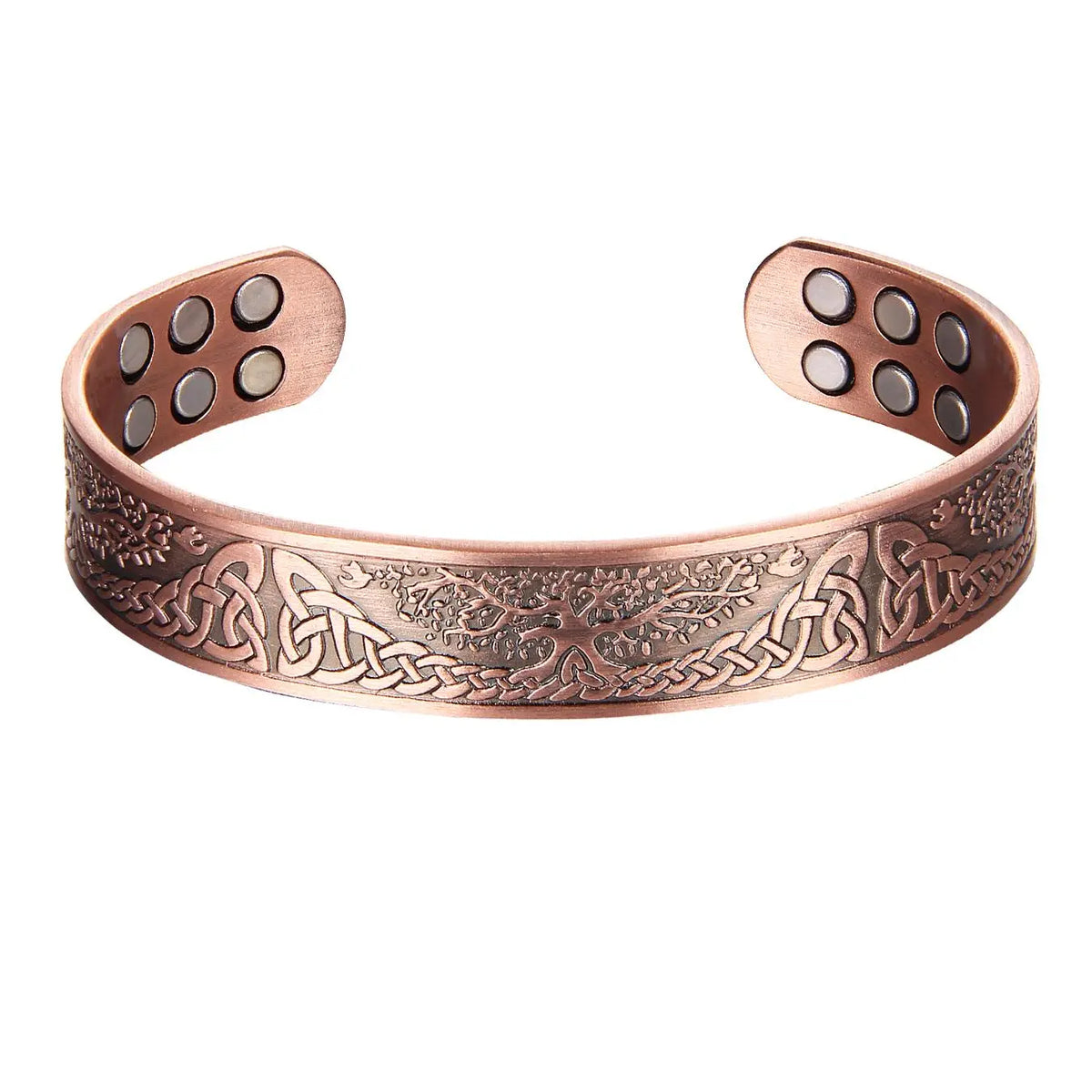 Men's Vintage Tree of Life Copper Cuff Bracelet, Adjustable Magnetic Bangle Jewelry for Everyday and Party Wear, Trendy Bangles