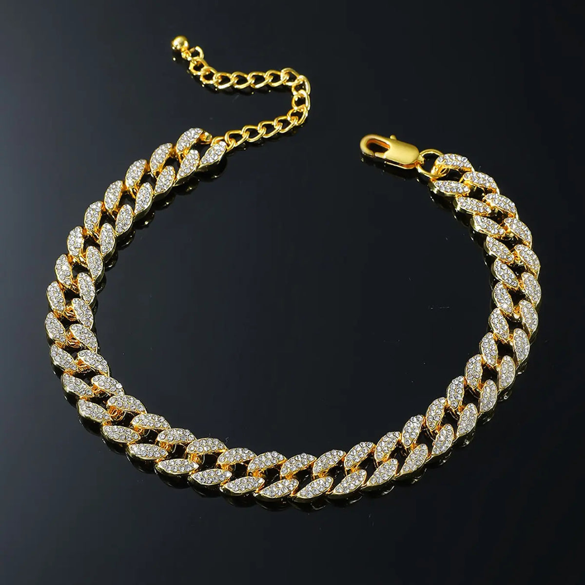 Gold Anklets for Women Waterproof Design Rhinestone Accents Ankle Bracelet Cuban Link Chain Diamond Anklet Foot Jewelry Beach Jewelry for Women Men Unisex Appeal Fashionable Accessory Trendy Fashionable Accessories