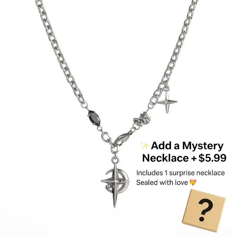 Men's Non-Tarnish Stainless Steel Mid-Chest Black Star Pendant Clavicle Chain - Costume Jewelry Necklace, Daily Versatile Chain, Alternative Style Necklaces, Casual Accessory, Gift Box Included, Unique Cool Mens Gifts