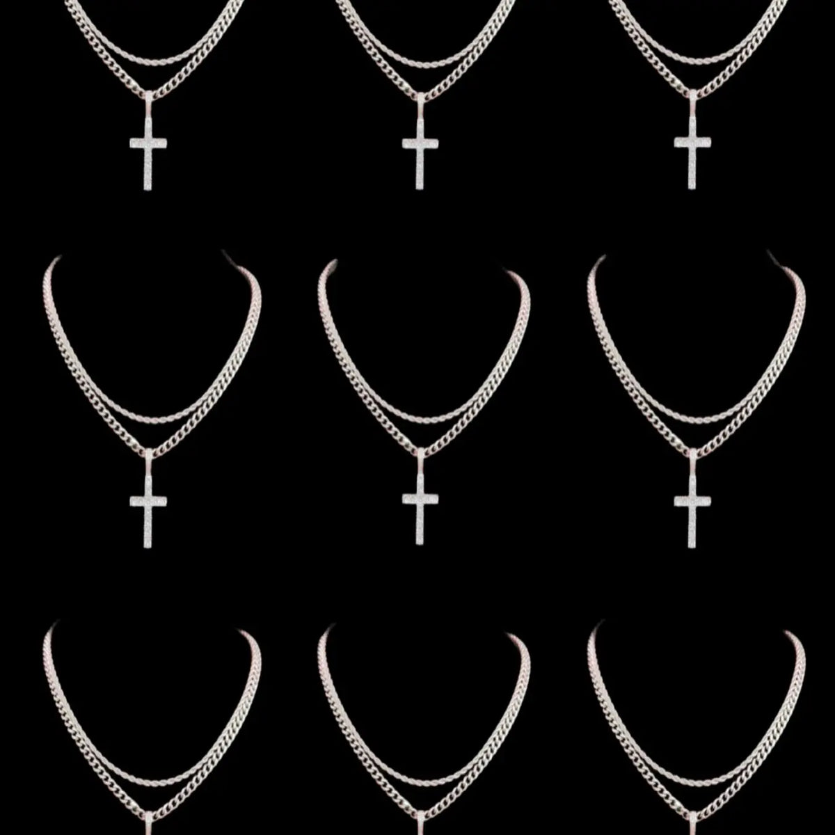 Hip Hop Twist Chain Necklace & Rhinestone Cross Pendant Necklace for Daily Decoration, Stainless Steel Jewelry for Men & Women, Classic Jewelry for Gift