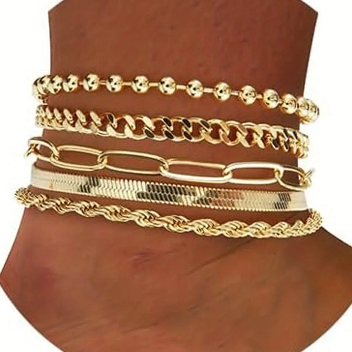 5-piece personalized ankle new alloy decoration combination foot jewelry fashion women's beach ankle accessories Anklets Jewellery