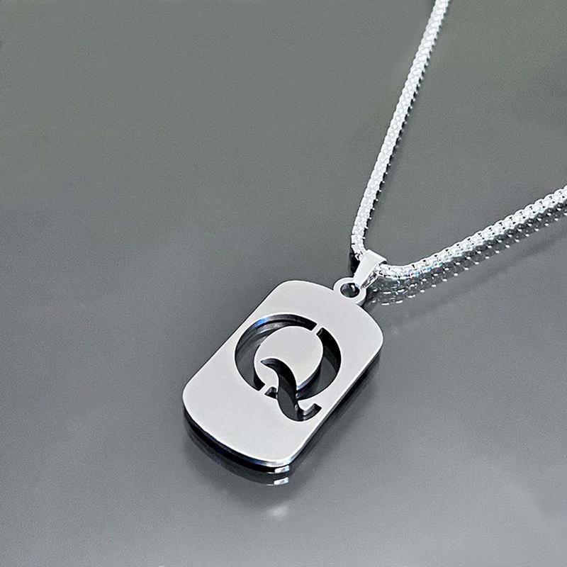 Men's Cool Stainless Steel Customized Initial Fashion Necklace - Hip Hop Geometric A-Z Alphabet Jewelry, Unisex Friendship Accessory, Birthday Gift for Him, Friendship Jewelry