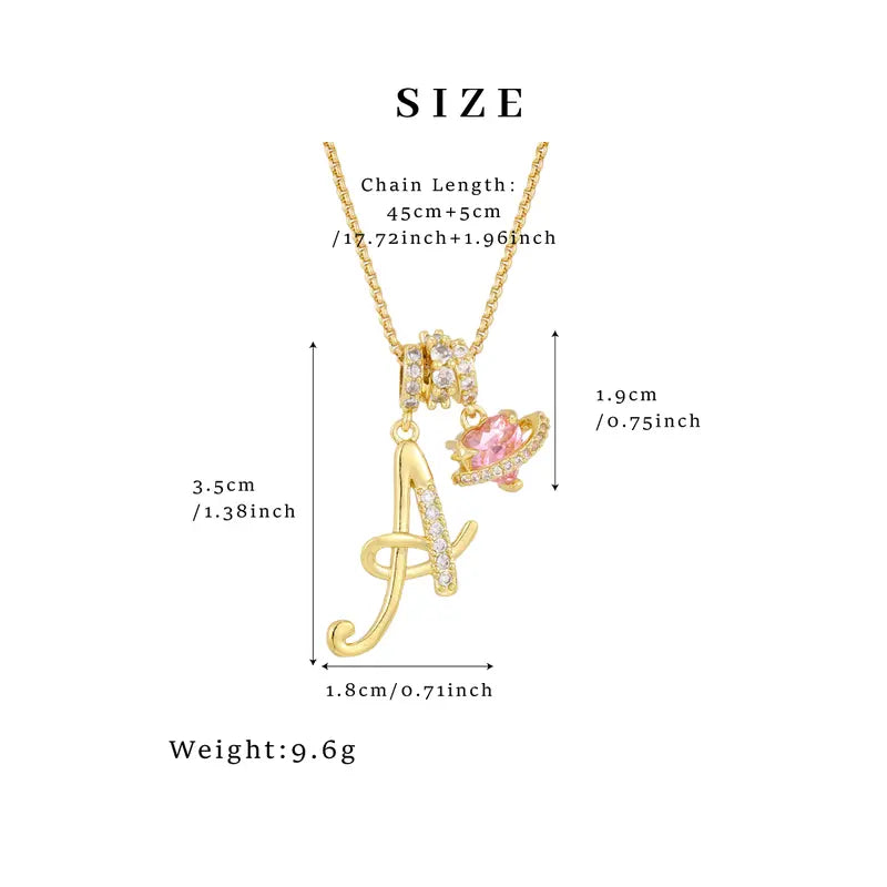 GGIRL Dopamine Alphabet Initial Necklace - 26 English Letter Pendants, Pink Holiday Heart Design, Colorful Initial Necklaces, Fashionable Accessory, Cute Girly Trendy Teen Gifts
