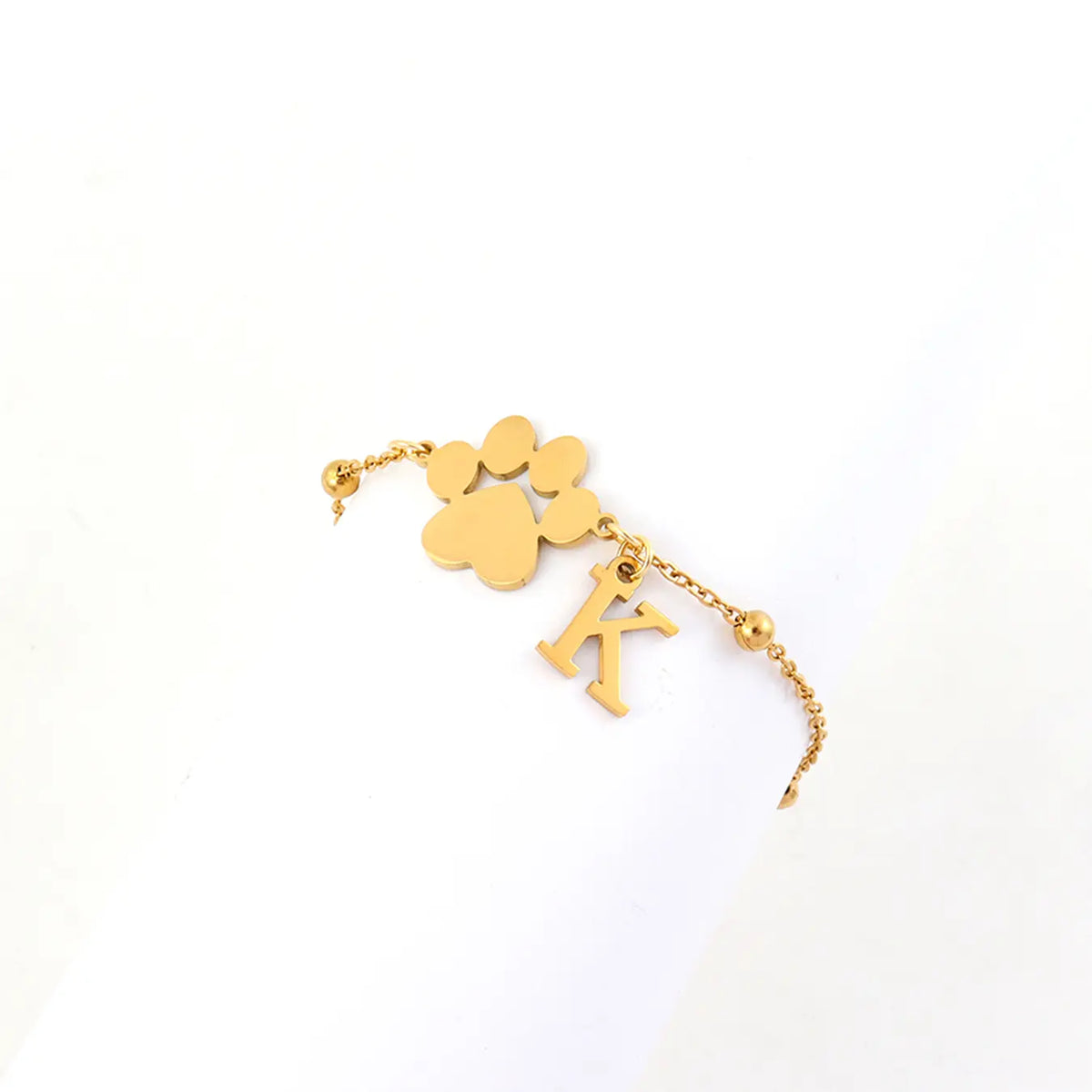 Women's Stainless Steel Anklet, Cute Letter Dog Paw Print Design, All Seasons Fashion Jewelry for Women, Initial Anklet