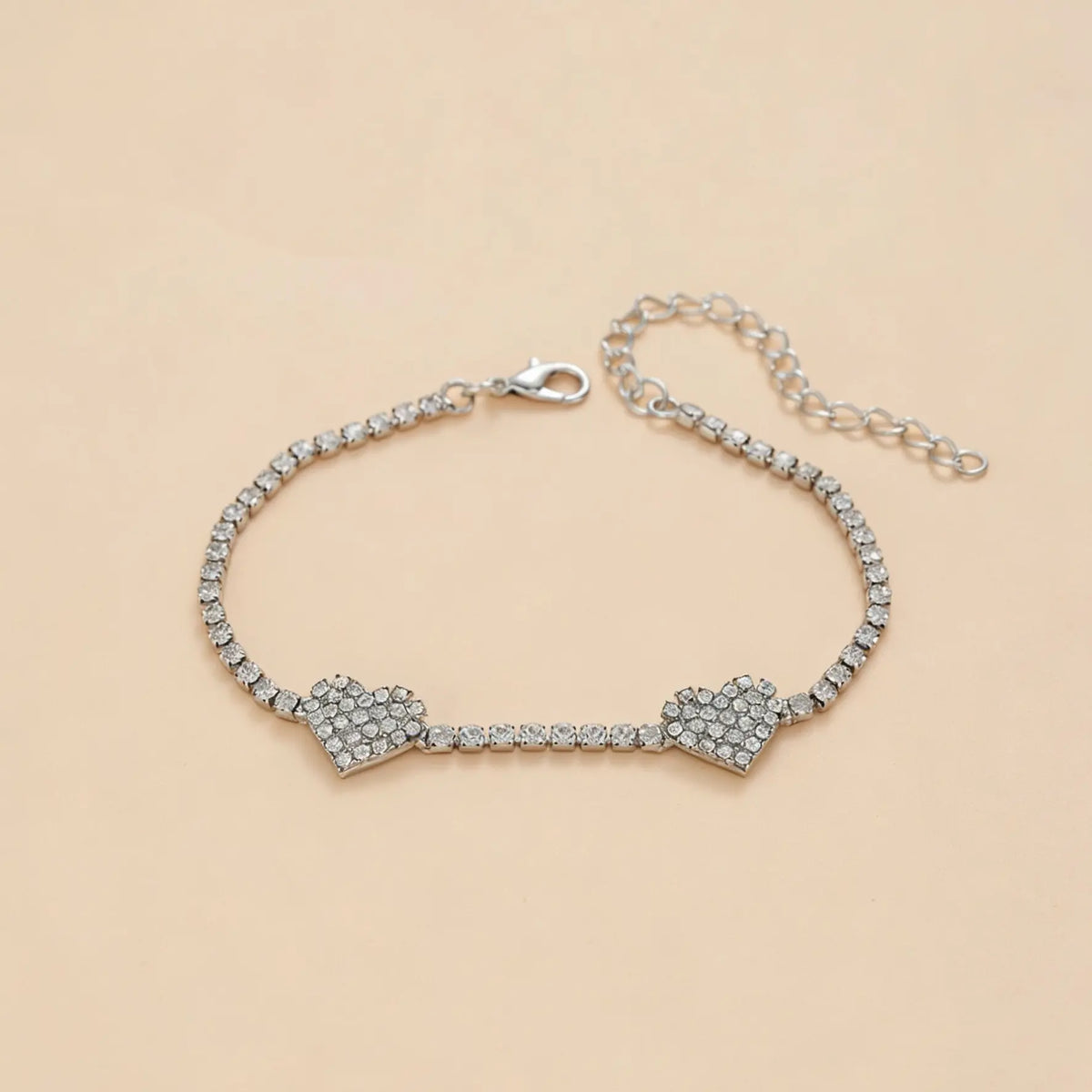 1pc Multi-Heart Rhinestone Anklet, Sparkling Foot Jewelry Suitable For Beach, Vacation, And Daily Wear, Trendy Jewelry Accessories