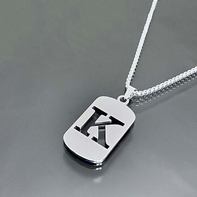 Men's Cool Stainless Steel Customized Initial Fashion Necklace - Hip Hop Geometric A-Z Alphabet Jewelry, Unisex Friendship Accessory, Birthday Gift for Him, Friendship Jewelry