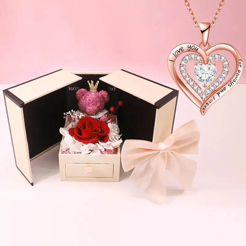 Fashionable Jewelry Rotating Sunflower Pendant Necklace Set, Flower Necklaces with Exquisite Chain & Gift Box, Thoughtful Present for Women for Birthday Mother's Day Daily Wear