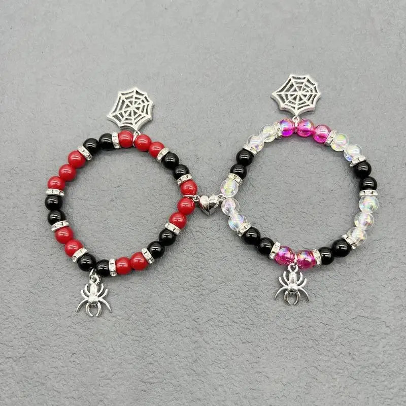 TMANI Couple-Themed Bracelets & Bangles Set, King-Queen Crown His-and-Her Heart Matching Bracelet Set, Long-Distance Relationship Anniversary Gifts for Boyfriends & Girlfriends, Fashion Costume Jewelry