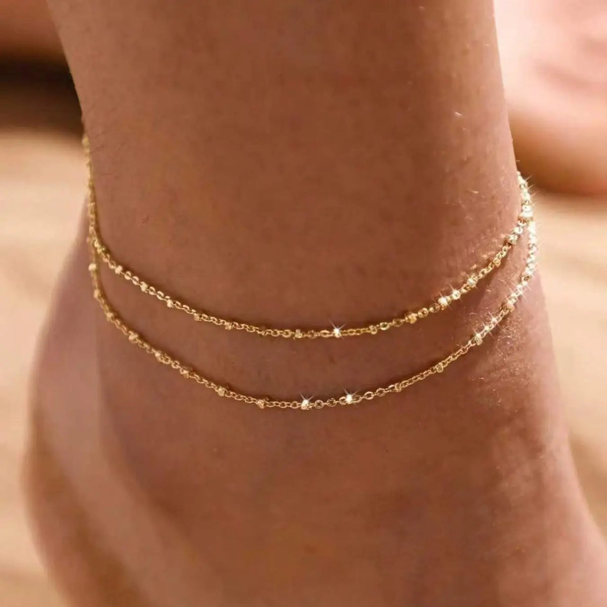 Minimalist Waterproof Stainless Steel Bead Accent Anklet, Foot Jewelry, Wearable Jewelry, Romantic Gift for Girlfriend, Perfect for Beach, Party & Daily Wear