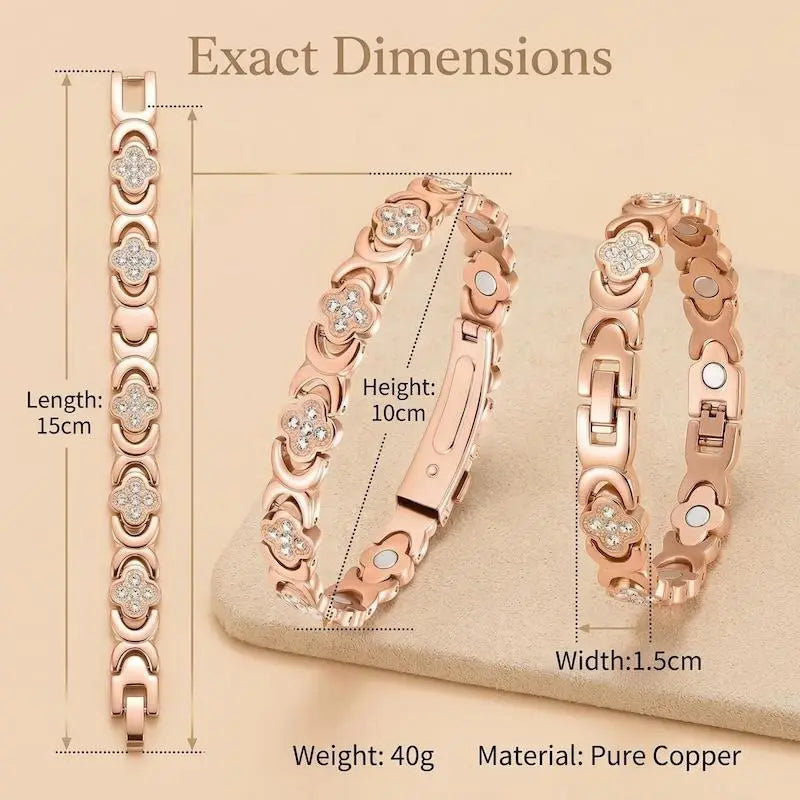 Women's 99.9% Pure Copper Magnetic Stretchable Bracelet - 3500 Gauss Powerful Magnets, Stackable Elastic Bangle, Exquisite Trendy Jewelry for Women, Copper Metal Bracelet Stacks for Birthday-Anniversary Gifting