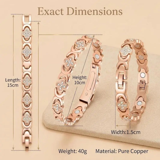 Women's 99.9% Pure Copper Magnetic Stretchable Bracelet - 3500 Gauss Powerful Magnets, Stackable Elastic Bangle, Exquisite Trendy Jewelry for Women, Copper Metal Bracelet Stacks for Birthday-Anniversary Gifting