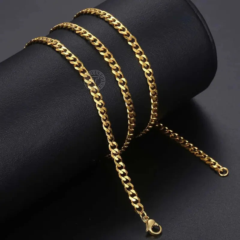 3/5/7/9/11mm Men's Silver Color Necklace Stainless Steel Cuban Link Chain For Mens Womens Basic Chokers 18-30inch Valentine Birthday Gift