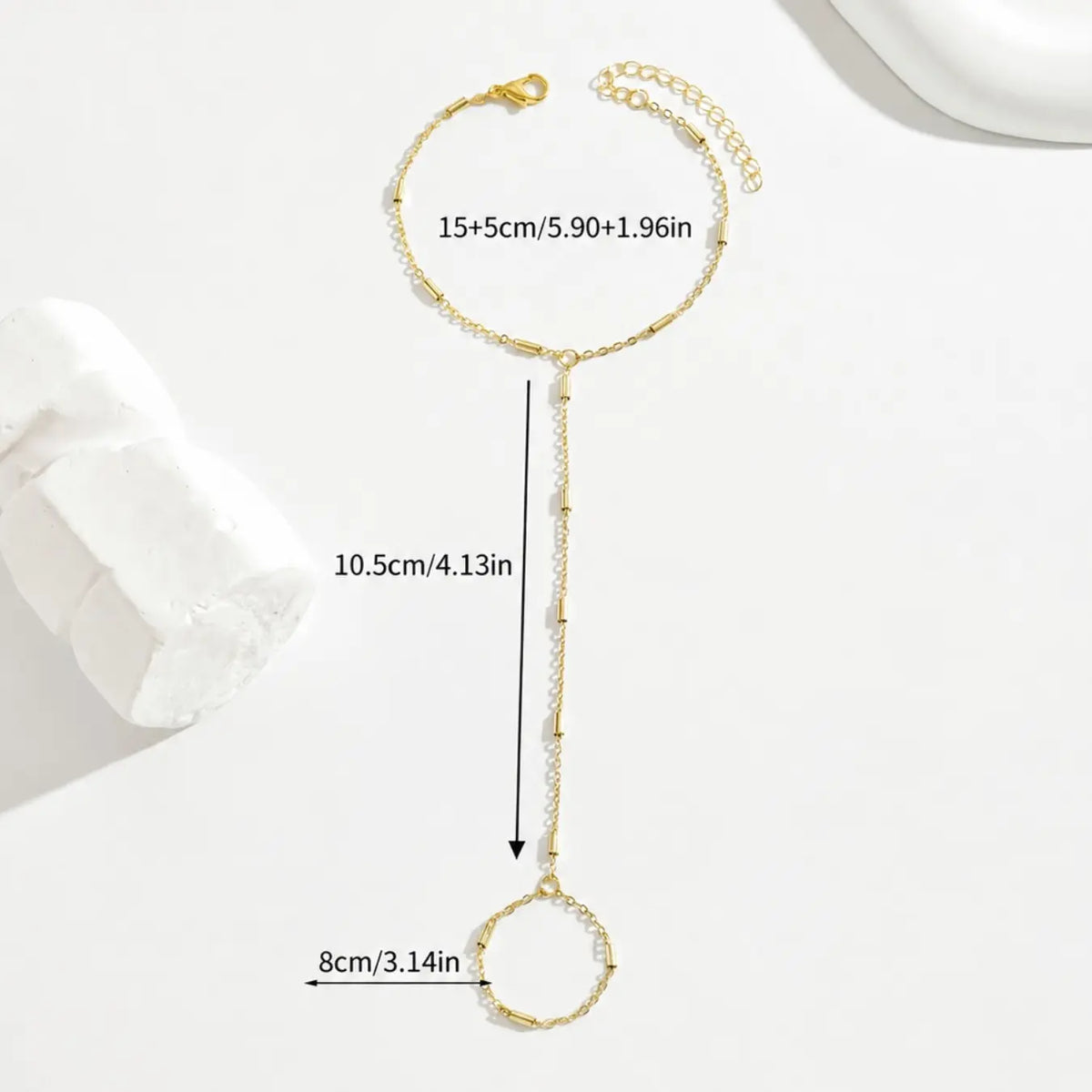 Women Gold Hand Chain Bracelet Ring, Minimalist Bar Bead Finger Bracelet Hand Jewelry for Wedding Party Daily Wear, Alloy Chain Bracelet Jewelry Bracelets
