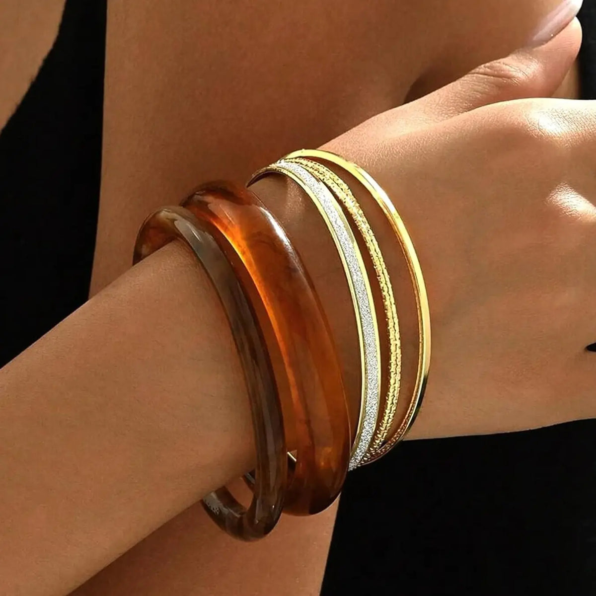 Acrylic Bangles Bracelets for Women, Irregular Shapes Acrylic Resin Fashionable Chunky Bangles, Geometric Fashions, Thick Statement Bangle Jewelry Set, Stacked Design Bracelets