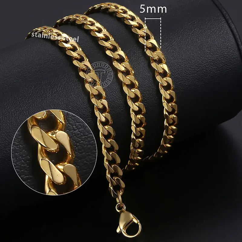 3/5/7/9/11mm Men's Silver Color Necklace Stainless Steel Cuban Link Chain For Mens Womens Basic Chokers 18-30inch Valentine Birthday Gift