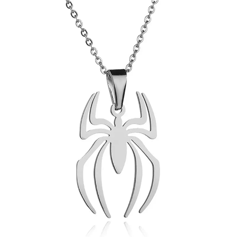 Spider Necklace For Men Women Titanium Stainless Steel Gold Silver Black Cuban Chain Paperclip Chain Lightweight Trendy Cool Goth Spider Pendant Necklace For Teen Halloween Non Tarnish Jewelry y2k Stylish Unique Accessories Birthday Gifts With Gift Box