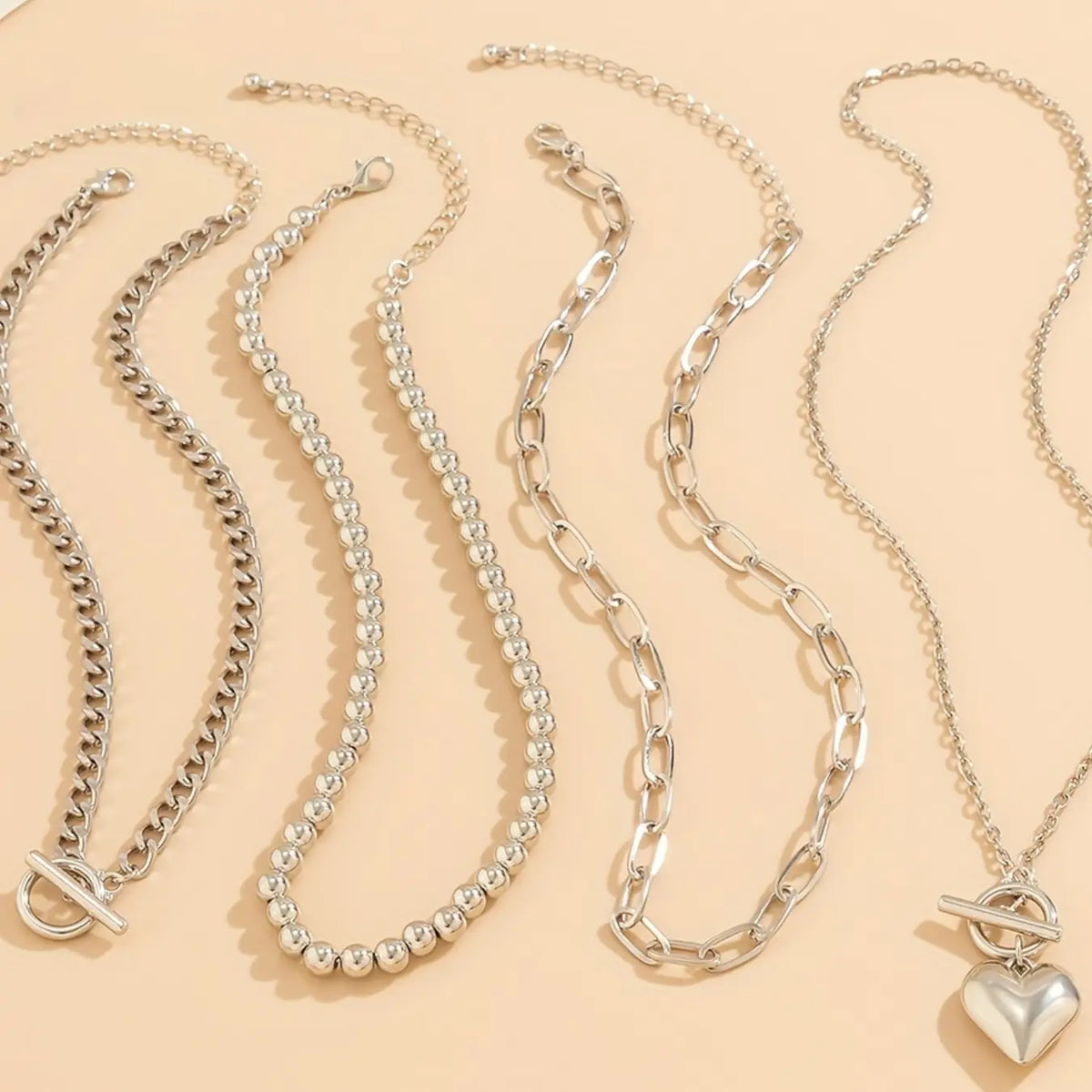 Women's Boho Shell Necklace Set, Dainty necklaces, Dainty Layering Jewelry, Stylish Everyday Jewelry, Geometric Ot Clasp Short Heart Pendant Jewelry, All-Season Versatile Accessories for Women, Fashionable Jewelry Accessories
