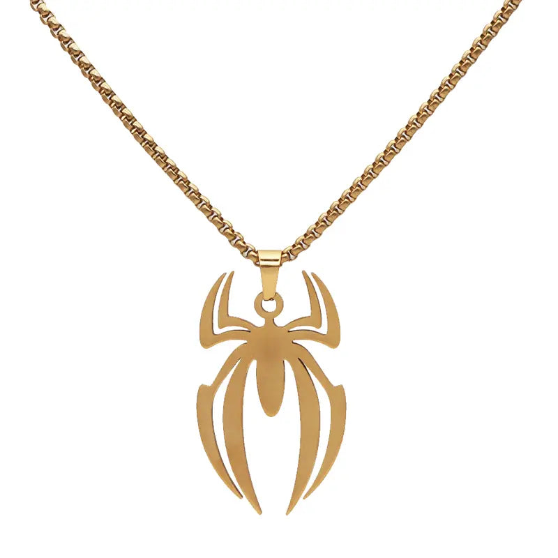 Spider Necklace For Men Women Titanium Stainless Steel Gold Silver Black Cuban Chain Paperclip Chain Lightweight Trendy Cool Goth Spider Pendant Necklace For Teen Halloween Non Tarnish Jewelry y2k Stylish Unique Accessories Birthday Gifts With Gift Box