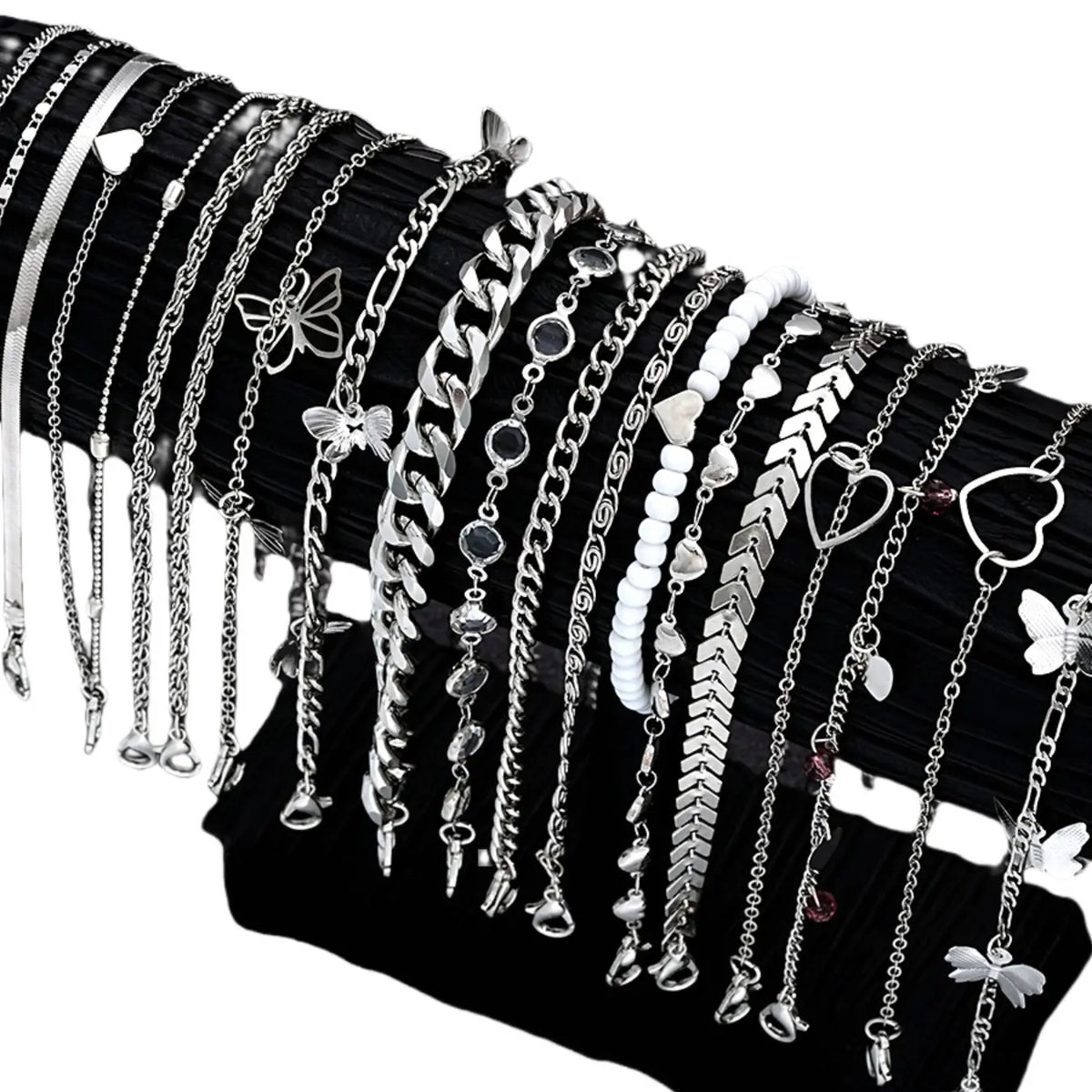 19 Pcs Simple Fashion Casual Layered Anklets, Foot Jewelry, Fashionable Accessory, Alloy Butterfly Heart Design, Perfect for Daily Wear, Parties, Gifts, Valentine's Day, Birthday