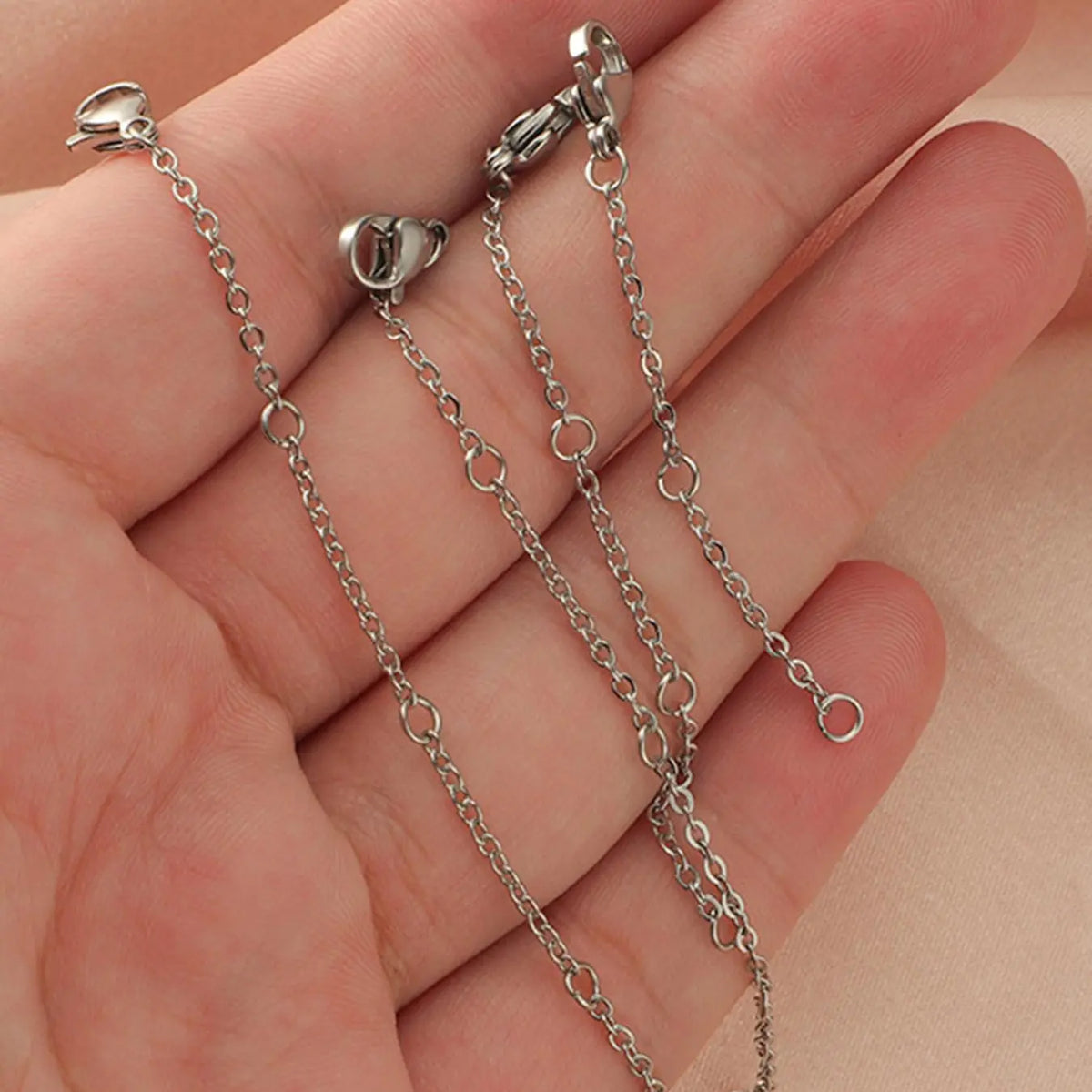 Stainless Steel Necklace Extension Chain Set, Necklace Layering Clasp, Stacking Necklace, Fashion Jewelry for Women & Men, Trendy All-match & Exquisite Jewelry for Birthday Gift