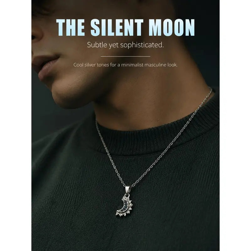 Magnetic Sun-Moon Couple Necklaces - Gold-Silver Zircon Alloy Stackable Pendants, Hypoallergenic Adjustable Chains, Unisex Decorative Bling Casual Trendy Jewelry, Gifts for Boyfriend, Necklaces for Women