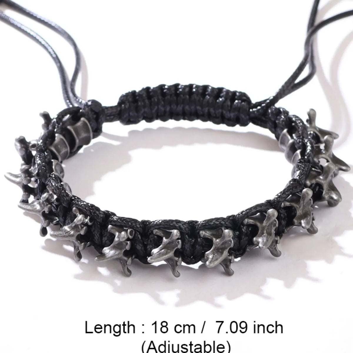 Punk Hip-Hop Handwoven Alloy Dragon Bone Bracelet, Punk Style Jewelry, Adjustable Wrist Accessory for Men, Braided Bracelets