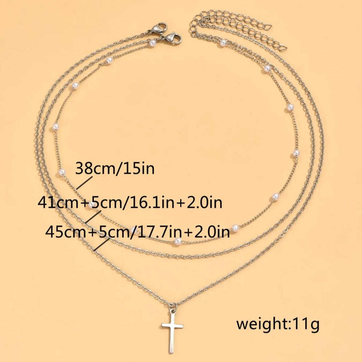 2pcs/set Women's Cross Pendant Necklace, Stainless Steel Chain Necklace, Faux Pearls Decor Layered Necklace, Decorative Necklace, Accessories for Party, Daily Clothing Decor for Girl, Dainty Layering Jewelry, Necklace Gift