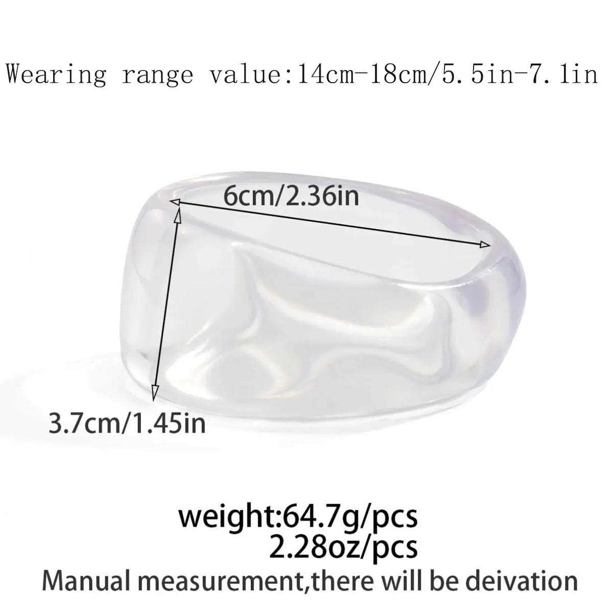 3-Piece Style Thick Transparent Bracelet, European Minimalist Colorblock Wide Edge Wristband, Elegant All-Season Accessory