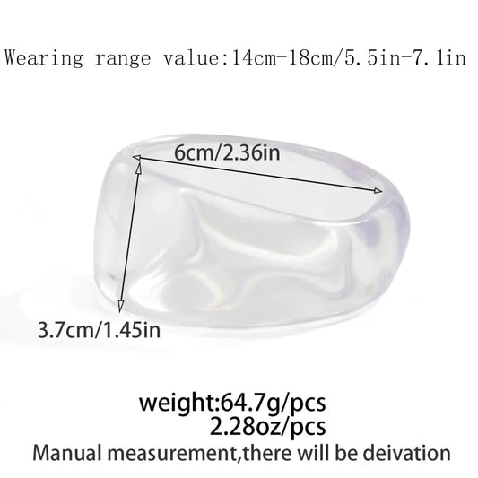 3-Piece Style Thick Transparent Bracelet, European Minimalist Colorblock Wide Edge Wristband, Elegant All-Season Accessory