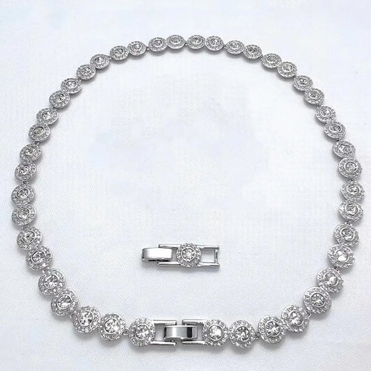 Elegant Tennis Chain Necklace, Sparkling Rhinestone Adjustable Choker, Fashionable chain decorated, Fashion Jewelry for Parties and Daily Wear, Daily Clothing Decor, Trendy All-match & Exquisite Jewelry for Birthday Gifts, Rhinestone Decorated Necklace