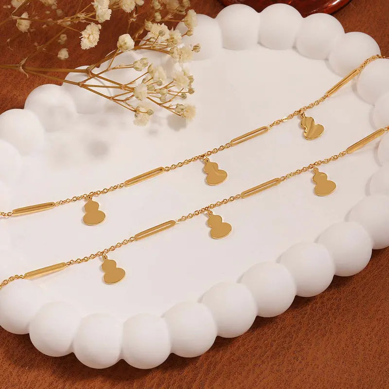 [Holiday Gift Limited-Time Event] Women's Niche Simple Temperament Gourd Anklet - Fashionable Personalized High-End Artificial Gemstone Foot Ornament Charm, Jewelry Accessory