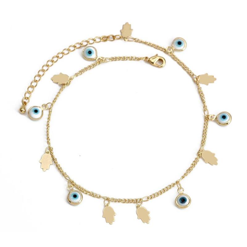 Women's Irregular Evil Eye Enamel Anklet - Trendy Jewelry, Anklets for Women, Sports & Outdoor Beach Accessory for Everyday Use