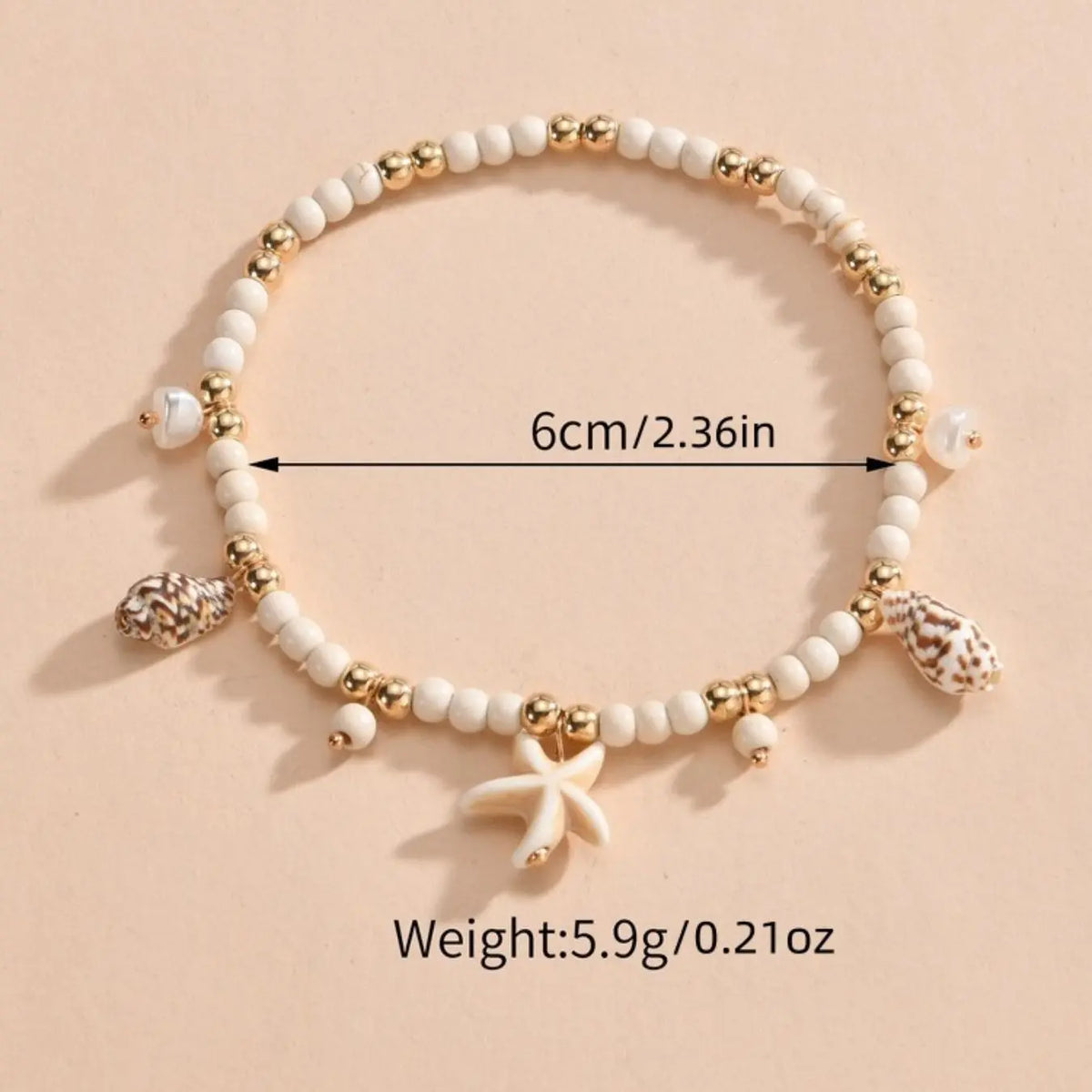 Starfish and Shell Beaded Boho Anklet for Women and Girls, Cute Ankle Bracelet Gift for Birthdays, Parties and Everyday Wear, Trendy Jewelry, Fashion Chic Accessories, Trendy Fashionable Accessories
