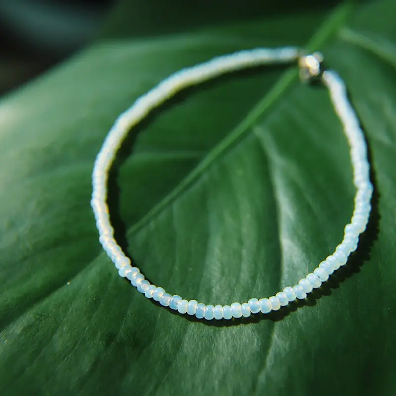 Vintage opal seed beaded anklet