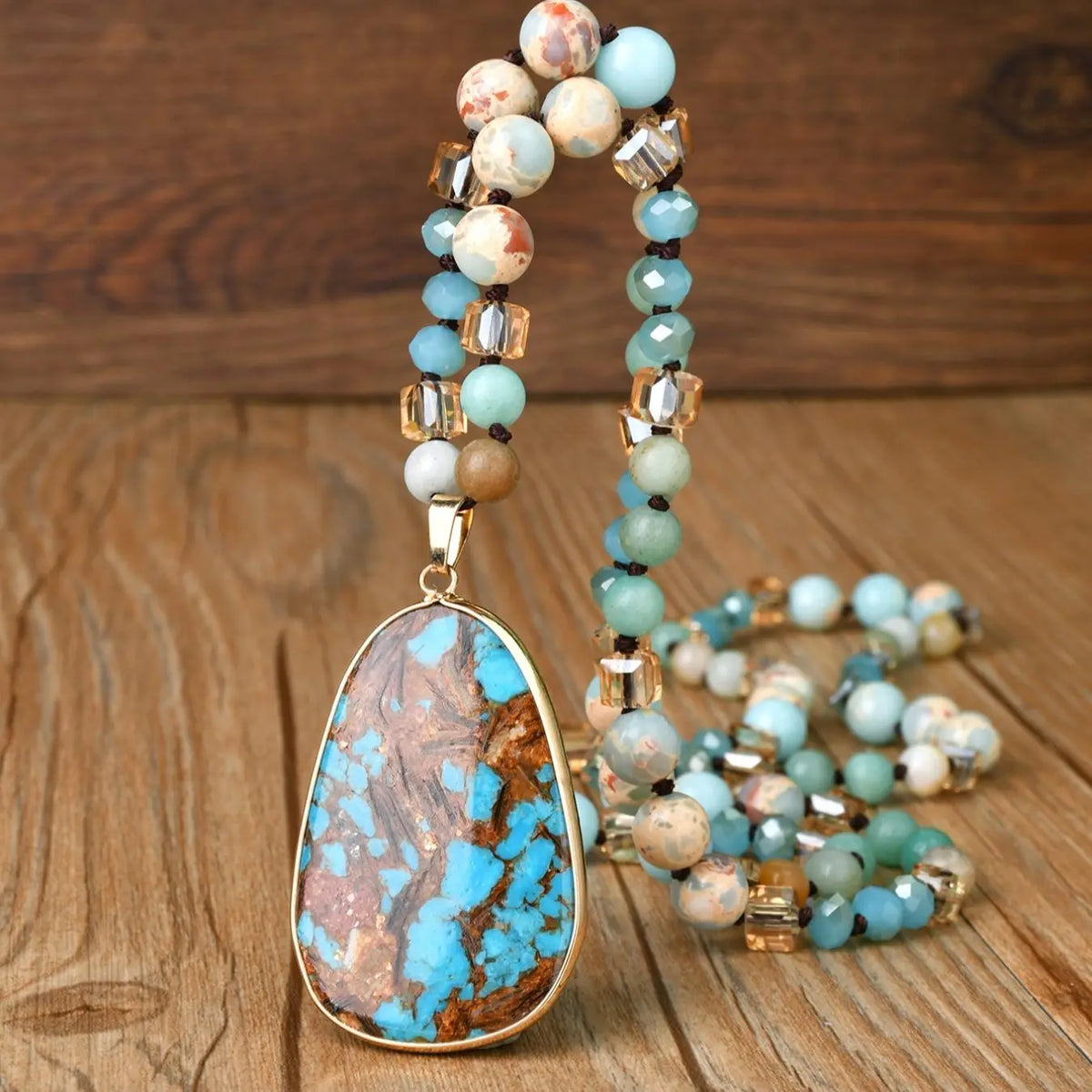 Boho Style Stone Beaded Charm Necklace, Fashion Jewelry for Party, Trendy All-match & Exquisite Jewelry for Birthday Gift, Beaded Necklaces