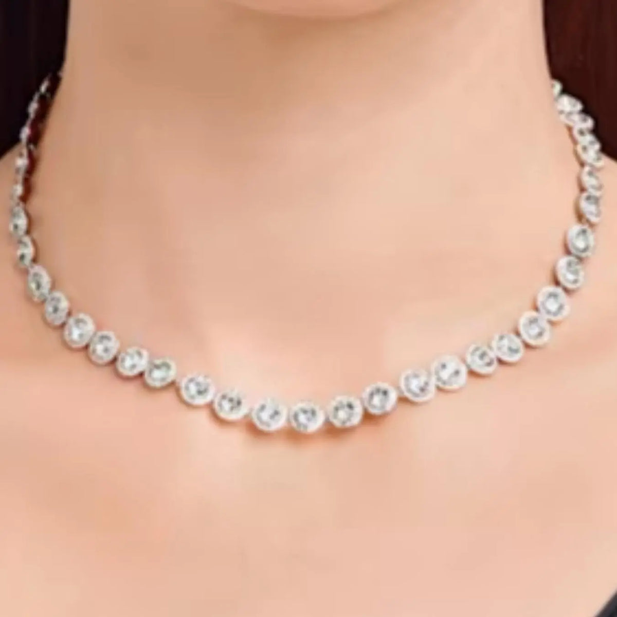 Elegant Tennis Chain Necklace, Sparkling Rhinestone Adjustable Choker, Fashionable chain decorated, Fashion Jewelry for Parties and Daily Wear, Daily Clothing Decor, Trendy All-match & Exquisite Jewelry for Birthday Gifts, Rhinestone Decorated Necklace