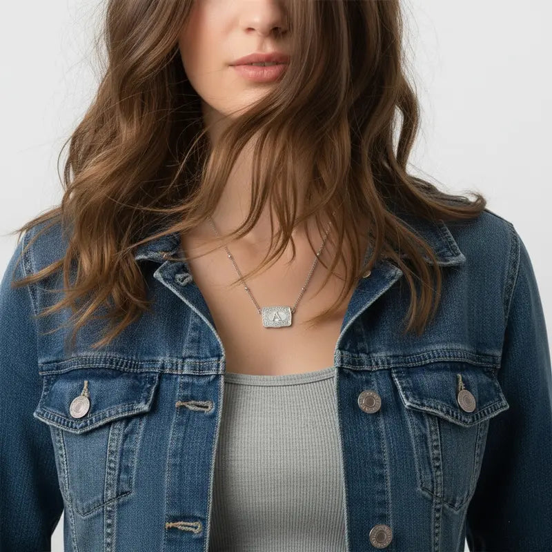 Belt Buckle Retro Initial Letter Pendant Necklace Handmade Fashion Accessory Personalized Letter Necklace CowTag Western Style 18 2 Extender Daily Wear Gifts for Boyfriend Initial Necklace