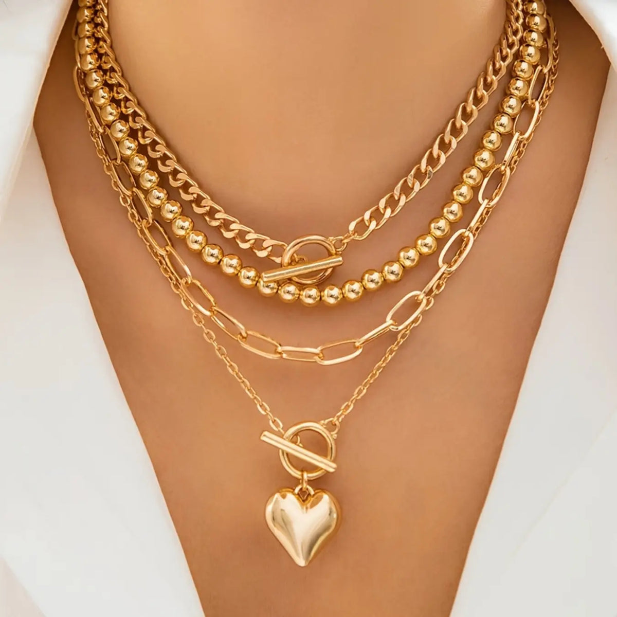 Women's Boho Shell Necklace Set, Dainty necklaces, Dainty Layering Jewelry, Stylish Everyday Jewelry, Geometric Ot Clasp Short Heart Pendant Jewelry, All-Season Versatile Accessories for Women, Fashionable Jewelry Accessories