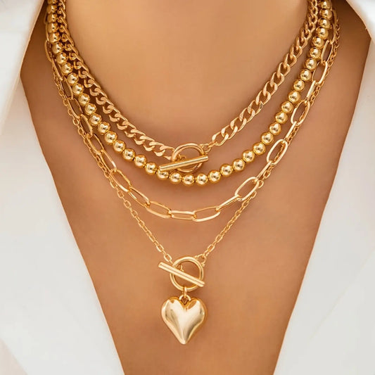 Women's Boho Shell Necklace Set, Dainty necklaces, Dainty Layering Jewelry, Stylish Everyday Jewelry, Geometric Ot Clasp Short Heart Pendant Jewelry, All-Season Versatile Accessories for Women, Fashionable Jewelry Accessories