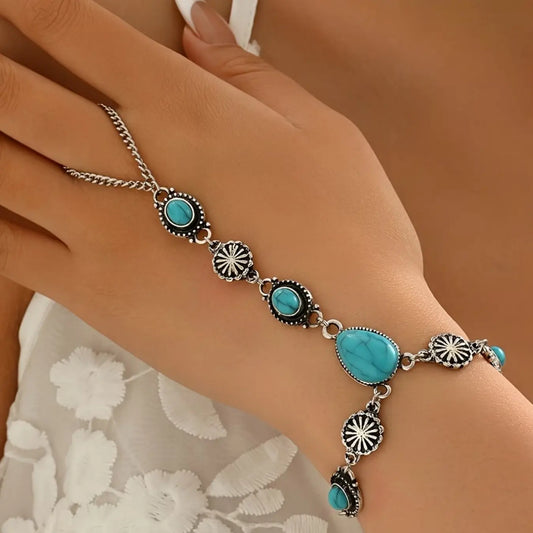 Women's Vintage Ethnic Style Bracelet, Elegant Jewelry Bracelet, Boho Style Bracelet, High Quality Bracelet, Summer Bohemian Design, Zinc Alloy Material, Geometric & Water Drop Patterns, Metal Finish, Bohemian Bracelets