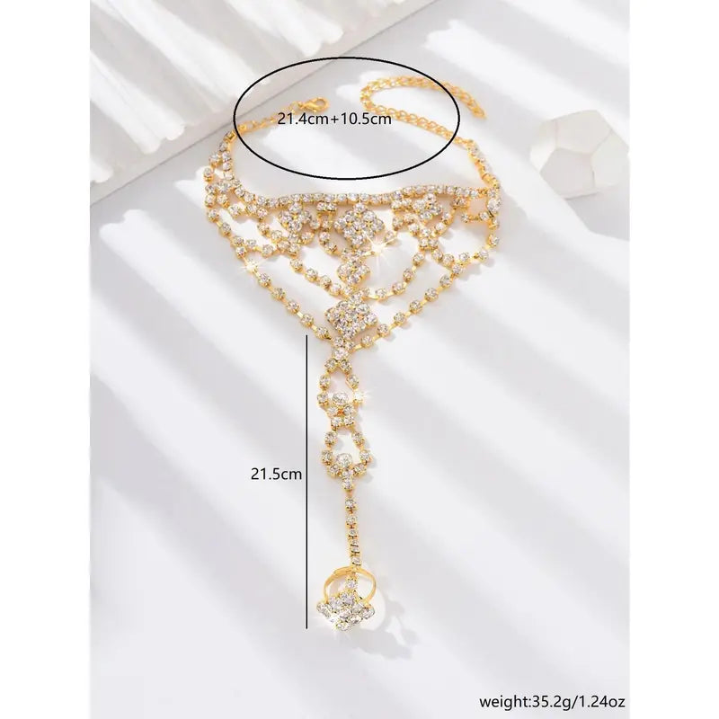 Fashionable design, super sparkling multi-layer geometric ankle chain, jewelry accessories, high-end first accessories for women